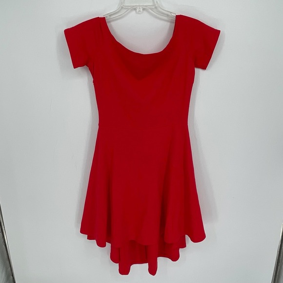 Sarin Mathews Dresses & Skirts - Sarin Mathews Women's‎ Red High Low Off Shoulder Skater Dress Size Small